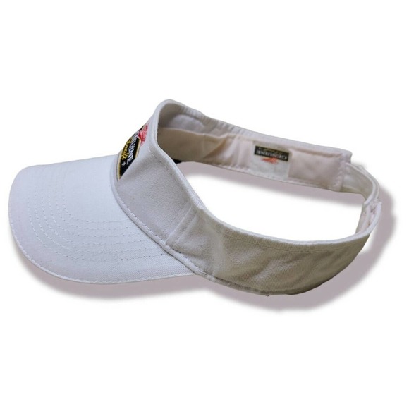 VTG 90's Miller Genuine Draft Beach Volleyball White Sun Visor Hat Golf - Picture 2 of 4